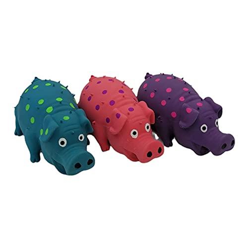 Hoiasem 3 Pack Latex Pig Dog Toys That Oinks Dog Squeaky Toy for Dogs (Red, Blue, Purple)