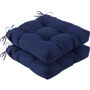 IASEAHK Outdoor Chair Cushions Set of 2, 19" x 19" x 5", Waterproof Outdoor Seat Cushions for Patio Furniture, Fade-Resistant Patio Chair Cushion, Dining Wicker Chair Pads for Porch Garden, Navy Blue