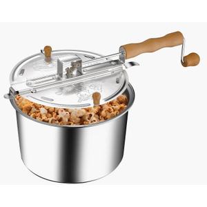 Stovetop Popcorn Maker With Wooden Handles, Silver, 5qt (529019ECS)