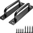 2PCS 5.8 Inches Barn Door Handle, Premium Aluminum Alloy Gate Handle, Sturdy Black Sliding Door Pull Handles for Kitchen, Cabinet, Bathroom, Closet, and Easy Install