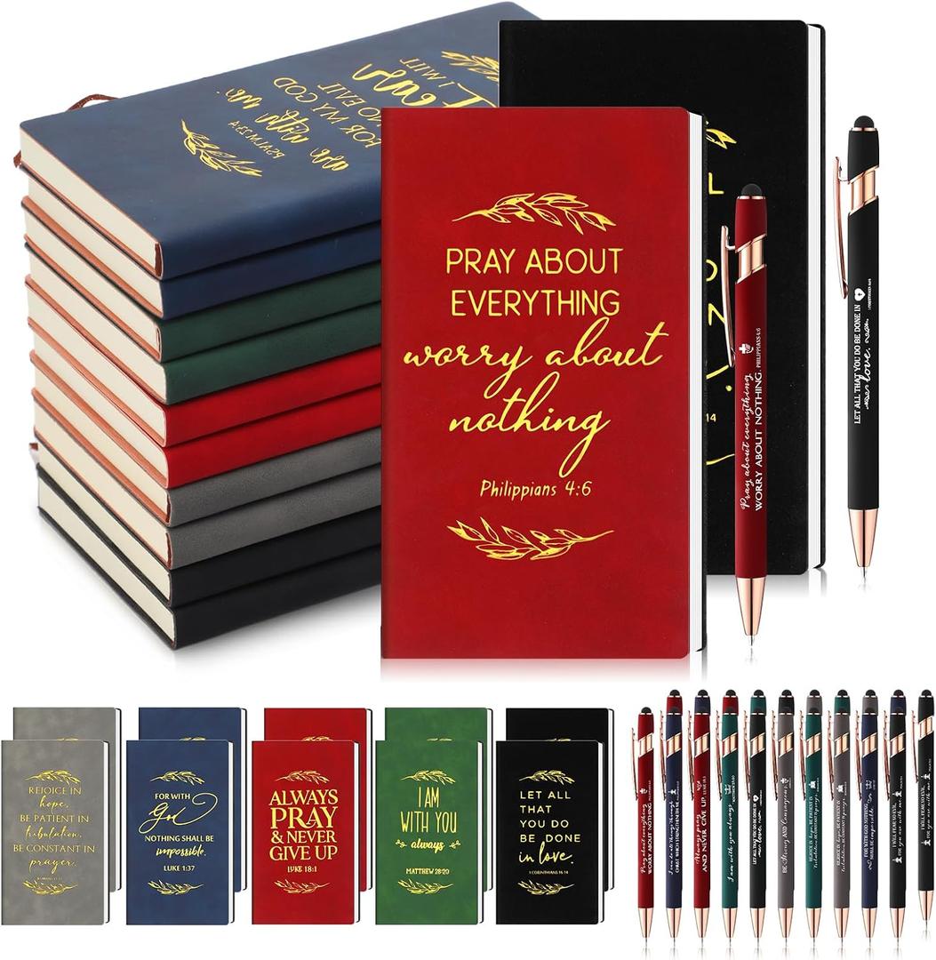 TaoBary 20 Sets Christian Notebooks Bulk Mother's Day Christian Gifts for Women Prayer Journals Notepads with Religious Pens for Church Members Woman Men Pastor Teacher