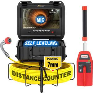 Anysun Sewer Camera with Locator, Self Leveling, Distance Counter, 7MM Thicker Cable, 165Ft/50M Pipe Inspection Cameras with 9'' 1080P Monitor, Video Drain Camera IP68 Industrial Borescope Snake, 32GB