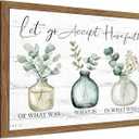 Wood Framed Botanical Inspirational Wall Art Eucalyptus Vase Wall Decor, 16"L x 24"W