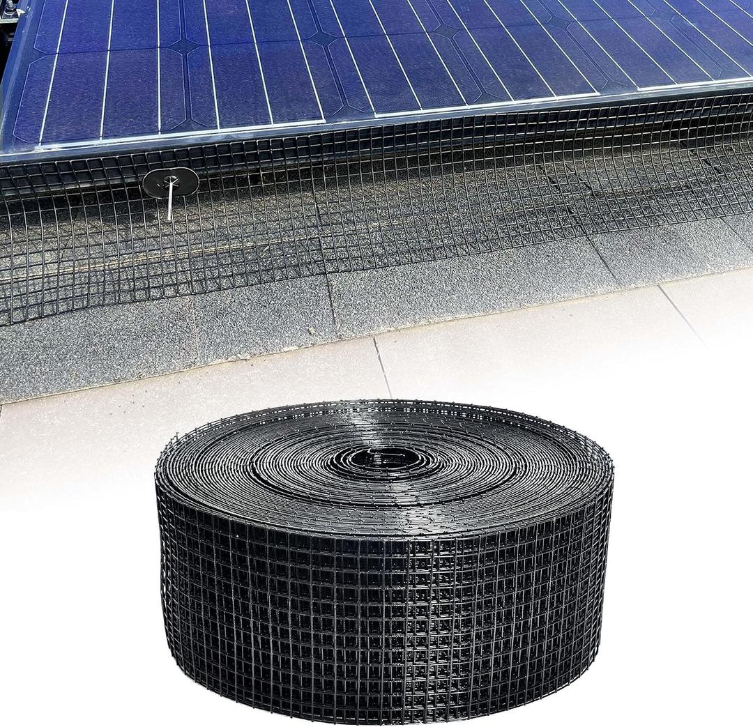 Solar Panel Guard, 4in X 100ft PVC Coated Critter Guard Roll Kit for Solar Panel Wire Screen, Black Pigeon Deterrent Solar Panel Mesh (No Clips Included)