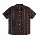 Men’s Short Sleeve Button-Up Shirt — Ethnic Stripe Print, Lightweight Breathable Casual Shirt, Regular Fit, Size Small