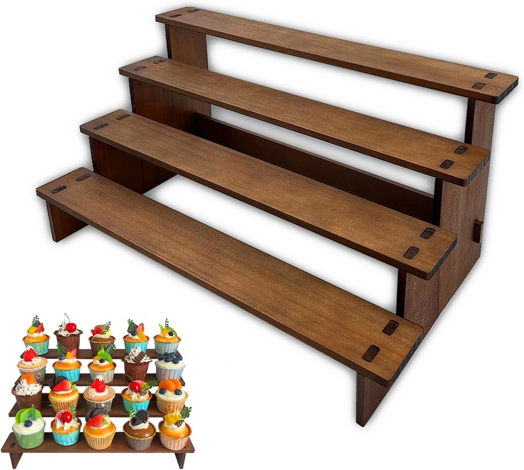 Wooden Cupcake Stand 4 Tier Cupcake Stand Cupcake Holder Rustic Wood Cupcake Display Stand Wooden Dessert Display Stand 