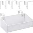 JDYOOMI Cubicle Shelf - Hanging Floating Shelves Storage Organizer for Office Cubicle Wall/Desk Partitions Easy Hang-on Metal Mesh Cubicle File Holder with 5 Pairs Plastic Hangers (White)