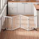 37-74" Wide Dog Gate 4 Panel Dog Gates for Stair Doorways House Indoor Freestanding Pet Gates for Dogs, Doogie Puppy Fences