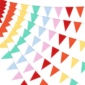 HESTYA 42 Pieces Colorful Pennant Banner Flag Multicolor Bunting Triangle Banner Pastel Pennants for Birthdays Easter School Carnival Garland Outdoor Events Party Hanging Decorations(Rainbow) (Red, Orange, Yellow, Green, Blue, Purple)