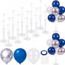 10 Sets of Balloon Stands Kits with Blue Silver Balloons Centerpiece Table Decorations for Graduation Birthday Baby Shower Wedding Anniversary Party Decorations