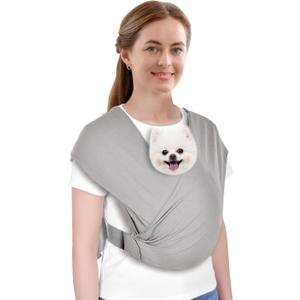CUBY Swaddle Dog Sling Carrier for Small Dogs, Front Pet Sling Carrier Chest,Hands Free Adjustable Cat Sling Carrier Soft Cotton Reducing Pain Puppy Sling Carrier for Small Pet Up to 11lb (Light Gray)