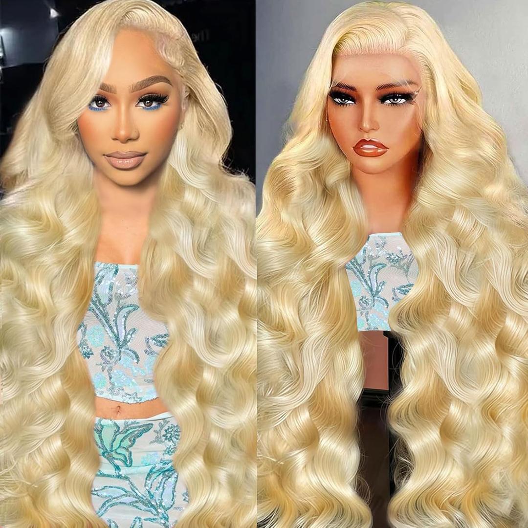 613 Lace Front Wig Human Hair 200 Density Blonde Wig Human Hair Body Wave 13x6 HD Transparent Lace Front Wigs Human Hair Pre Plucked 26 Inch Blonde HD Lace Frontal Wig Glueless Wig For Women
