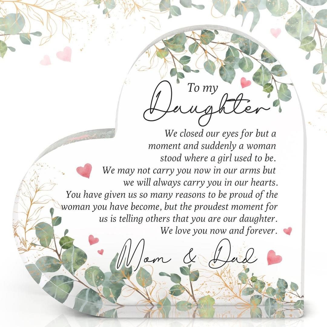 SUCHAGIFT Gifts for Daughter - Daughter Gifts from Parents - Birthday, Christmas, Wedding, Graduation Gifts for Daughters - To My Daughters from Dad Mom, Father Mother Gift - Acrylic Plaque, Pack Of 2