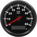 Geloo 85MM Boat RPM Tachometer - Waterproof Outboard Tachometer 0-8000RPM Tacho Meter for Car Truck Marine Diesel Gasoline Engine RPM Tacho Gauge 9-32V with LCD Hourmeter Red Backlight