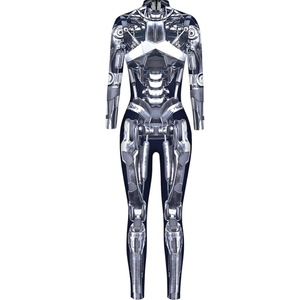 Halloween Bodysuit Adult 3D Skeleton Print Jumpsuit Costumes for Cosplay Party, L