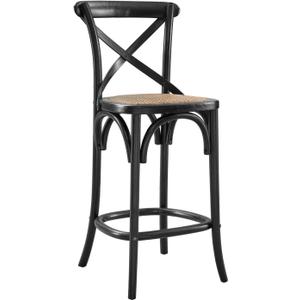 Modway Gear X-Back Wood Counter Stool in Black, 
17"D x 17.5"W x 39.5"H