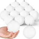 Leitee 16 Pcs 3.15 Inch Christmas Ball Ornaments Large Glitter Christmas Balls Decorations Shatterproof Xmas Tree Ornaments with Hanging Loop for Holiday Festival Party Wreath Home Decor (White)