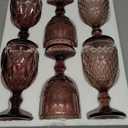 Vintage Wine Glasses Set of 6, 12 OZ Colored Glass Water Goblets, Embossed Floral Decorative Crystal Glass Cups Set, Dishwasher Safe, for Wedding, Party, Red Wine Glass, Bars, Restaurants