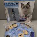 Cat Puzzle Toys Games Level 3 in 1 with Track Balls, Feather Teaser & Treat Feeder | Non-Slip Base | Mental Stimulation Enrichment for Indoor Cats | Kitty Gift, Blue