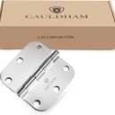 Cauldham (12 Pack) Heavy-Duty 3-1/2" Interior Door Hinges with 5/8" Radius Corners - Polished Chrome
