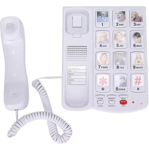 Lazmin112 Landline Telephone, Big Button Telephone Replaceable Pictures Plug and Play Corded Phone with One Touch Dial Function for Seniors