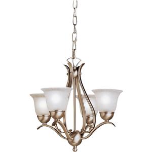 Kichler Dover 4-Light Mini Chandelier in Brushed Nickel with Satin Etched Seeded Glass, Traditional Lighting Fixture for Dining Room or Entryway, 2019NI