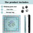 Mahjong Mat for Table, 31.5 x 31.5 Inches, Waterproof Non-Slip Noise-Reducing Mahjong Game Mat, Hydrangea Pattern, Easy-Clean Surface with 4 Dice for Home & Travel