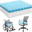 Egg Foam Crate Pad with High-Density Base for Long Sitting, Double Layer Design Disperse Pressure & Breathable Support 18"x16"x5" Seat Cushion for Office Chair Wheelchair Car Recliner(1 PCS)