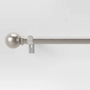 3/4" Singles Curtain Rod Set with Round Finials，Adjustable 66 to 120 inch，Heavy Duty Curtain Rods for Windows，Chrome