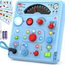 Busy Board Montessori Toys for Toddler 1 2 3 4 Year Old with 13 LED Lights, Sensory Toys Educational Learning for Toddlers 1-3, Activity Travel Toy Gifts for 1+ Year Old Boys and Girls