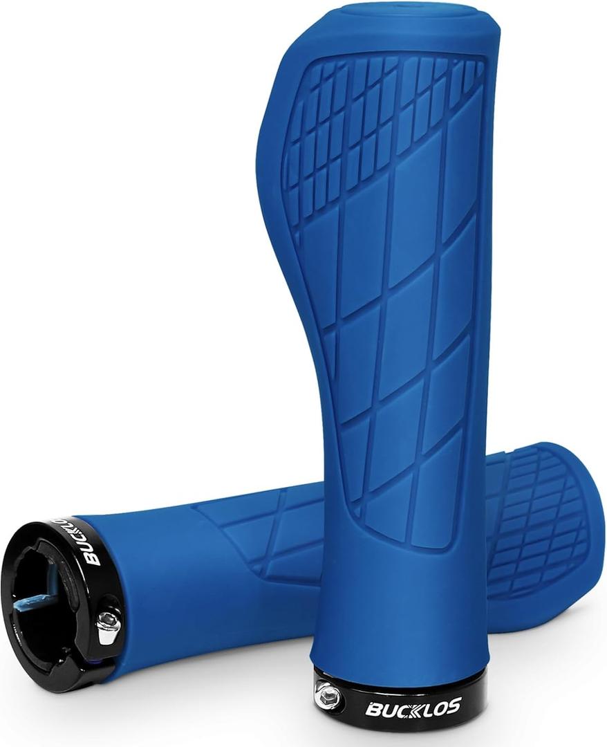 BUCKLOS Single Lock-on Bike Handlebar Grips - Mountain Bike MTB Ergonomic Anti-Slip Handle Grip - Bicycle Comfort Locking Handle Bar for BMX/Cruiser Bike/Scooter (7/8" Black)