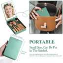 BS-MALL Travel Makeup Brush Set 14 Pcs Foundation Powder Concealers Eye Shadows with LED Light Mirror, Green