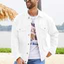 Bindefon Denim Jackets for Men Trucker Jean Jacket Unlined Coats Spring Fall Outfits (White)