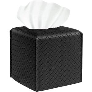 Tissue Box Cover Holder 1 PC Square PU Leather Napkin Wipes Case for Bathroom Decorative Vessel Paper Organizer Cube for Table Top Vanity Countertop Facial Paper Dispenser for Bathroom, Car, Office
