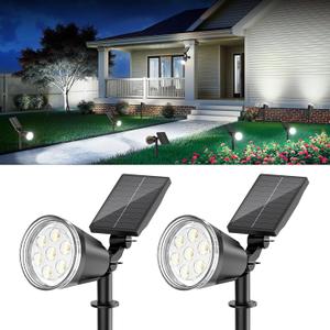 Solar Spot Lights Outdoor Cool White, 1000LM Big Adjustable Solar Lights Outdoor Waterproof, 2-in-1 Bright Solar Powered Spotlights Landscape Lighting for Garden, Yard, Pathway, Tree, Flag