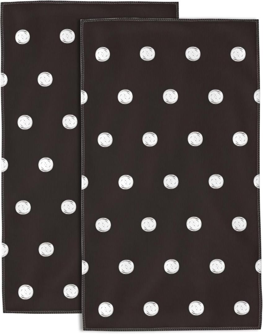 Hand Towels Set of 2 Black and White Dots Hand Towels for Bathroom Soft Absorbent Decorative Hand Bath Towels Dish Towels for Kitchen Sports Gym Yoga Home Decor 14 x 28 in