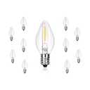 CHYSUPER C7 LED Replacement Christmas Light Bulbs, 10 Pack Clear Shatterproof Halloween Bulbs for Outdoor String Lights, Xmas Tree Patio Porch Holiday Party Decor, E12 Candelabra Base, Warm White,  Pack of 2