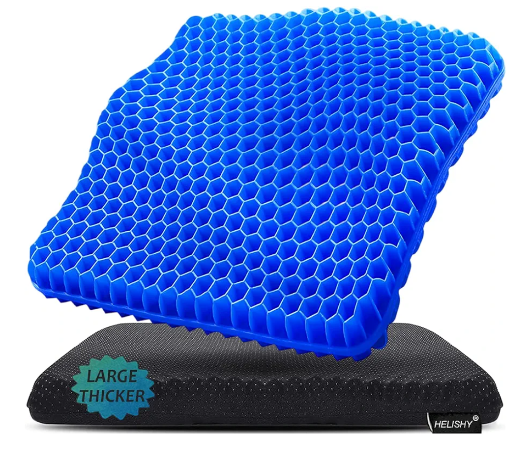Gel Seat Cushion for Long Sitting Pressure Relief (Super Large & Thick) - Non-Slip Gel Chair Cushion for Back,Sciatica,Tailbone Pain Relief - Seat Cushion for Office Desk Chair,Car Seat,Wheelchair 17x17x1.7inch