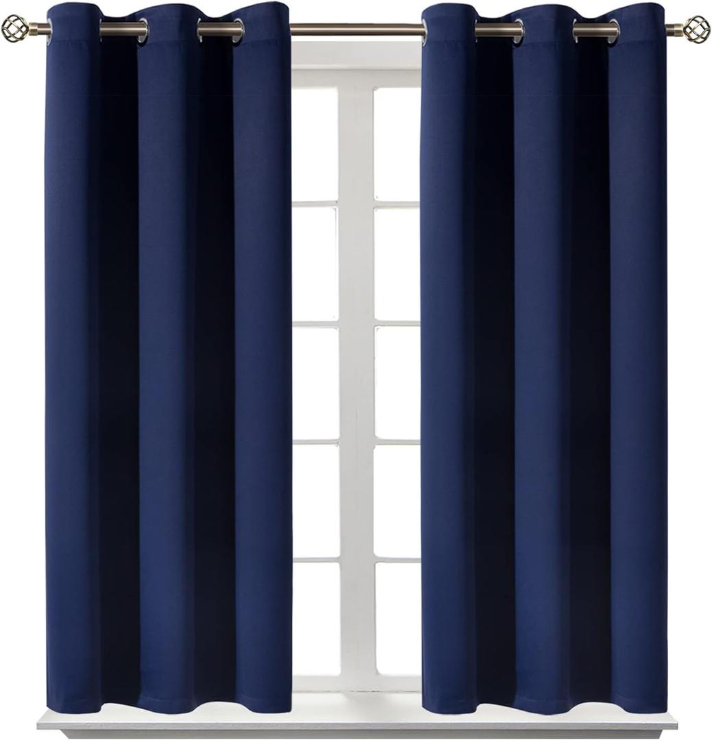 BGment Blackout Curtains for Bedroom - Grommet Thermal Insulated Room Darkening Curtains for Living Room, Set of 2 Panels (38 x 54 Inch, Navy Blue)