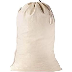 Large Cotton Laundry Bag, Heavy Duty Large Laundry Bags 24 x 36 inch Drawstring Travel Organizer Bag Fit Hamper Basket Camp (Beige, Pack of 1)