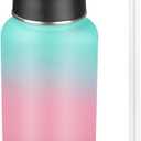 Insulated Water Bottle With Straw, 32 oz Vacuum Insulated Stainless Steel Sports Water Flask, Keeps Cold and Hot, Metal Water Bottle Wide Mouth for Gym Travel Camping (lucky Rainbow)