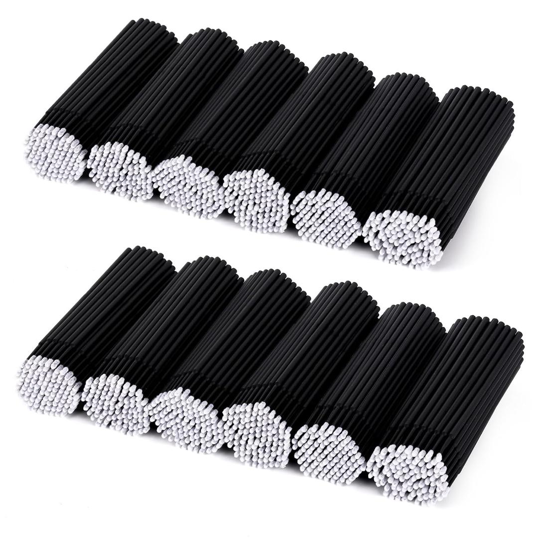 Tbestmax 1200 Pcs Micro Applicator Brush, Micro Swabs, Disposable Eye Lashes Mascara Wands for Eyelash Extension(Black)