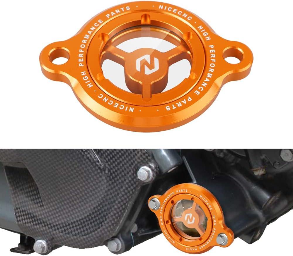 NICECNC Orange Transparent Engine Oil Filter Cap Plug Cover Compatible with KTM DUKE 125/200/250/390 2016-2023,RC 125/200/390 2017-2023,390 Adventure 2020 2021 2022 2023,250 Adventure 2021-2023