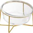 Small Glass Tilted Elevated Cat Dog Bowl Raised Cat Food Water Bowl Dish Pet Comfort Feeding Bowls with Gold Iron Stand