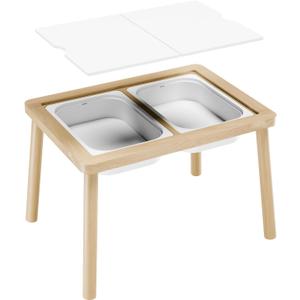 Ogears Sensory Table, Kids Activity Table, Wooden Play Table with Bins, Montessori Table, Chalk Board and Whiteboard, Medium