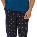 Keyocean Mens Pajama Set, Soft Cotton V-Neck Short-Sleeve T-Shirt & Pants Summer PJ Set for Sleeping, Size S