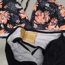 Fanuerg Women's Sexy V Neck Bikini Sets Hollow Out Two Piece Swimsuits Cutout Mid Waist Bathing Suit (Black Floral), S