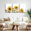 3Pcs Sunflowers Canvas Wall Art Modern Minimalist Yellow Botanical Floral Wall Decor Pictures Rustic Field Plant Flowers Posters Prints for Bathroom Gallery Living Bedroom Decoration