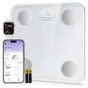 Ovutek Smart Scale for Body Weight, Digital Bathroom Scale BMI Weighing Body Fat Scale, Accurate Body Composition Scale Monitor for People's Health with Smartphone App, Compact Size, 400lb (White) (no battery in set)