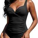 Ocean Blues Women's Slimming One Piece Swimsuits Tummy Control Bathing Suit Supportive Shaping Swimwear for Women, Black, XL